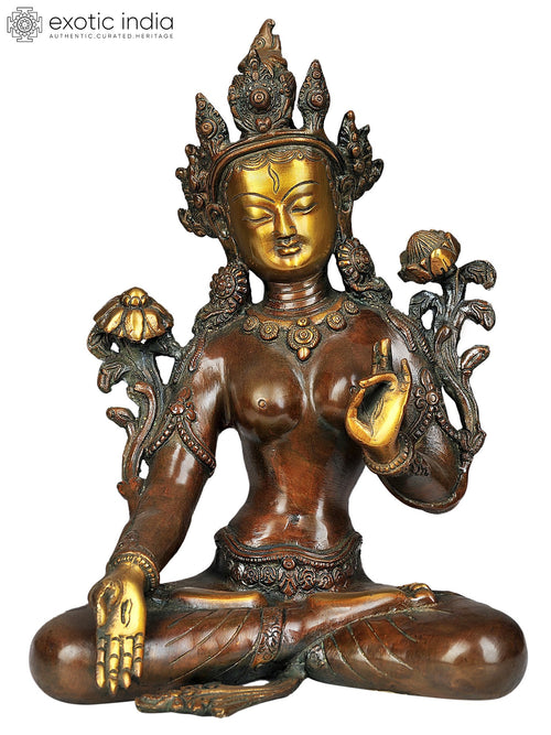 9" Handmade White Tara Brass Statue - Tibetan Buddhist Goddess