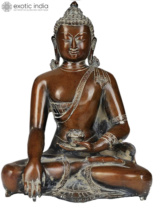 11" Lord Buddha Bhumisparsha Mudra Brass Statue Handmade