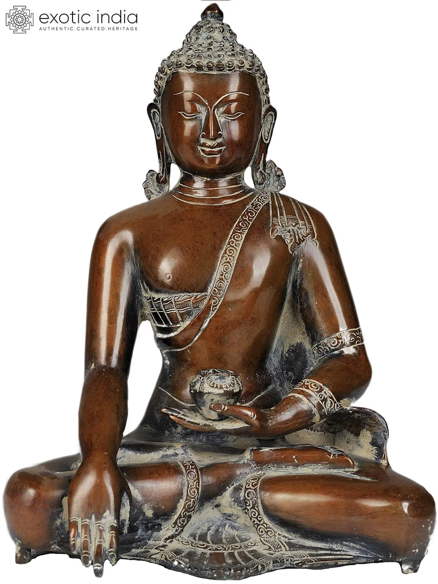 11" Lord Buddha Bhumisparsha Mudra Brass Statue Handmade