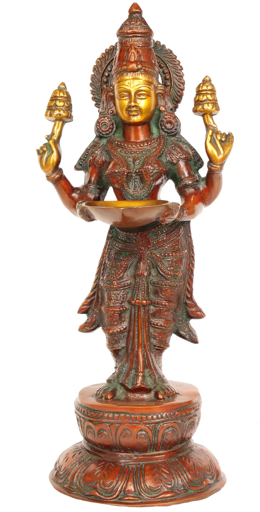 17" Handmade Deeplakshmi Brass Idol for Pooja