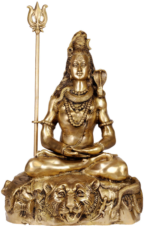 30" Large Size Mahayogi Shiva in Pranayama | Indian Handcrafted Statue