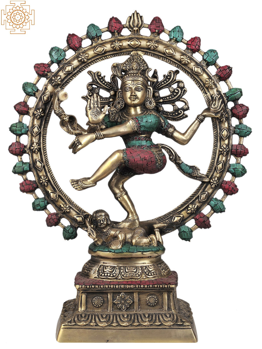 22" Lord Shiva Nataraja Brass Statue with Inlay Work