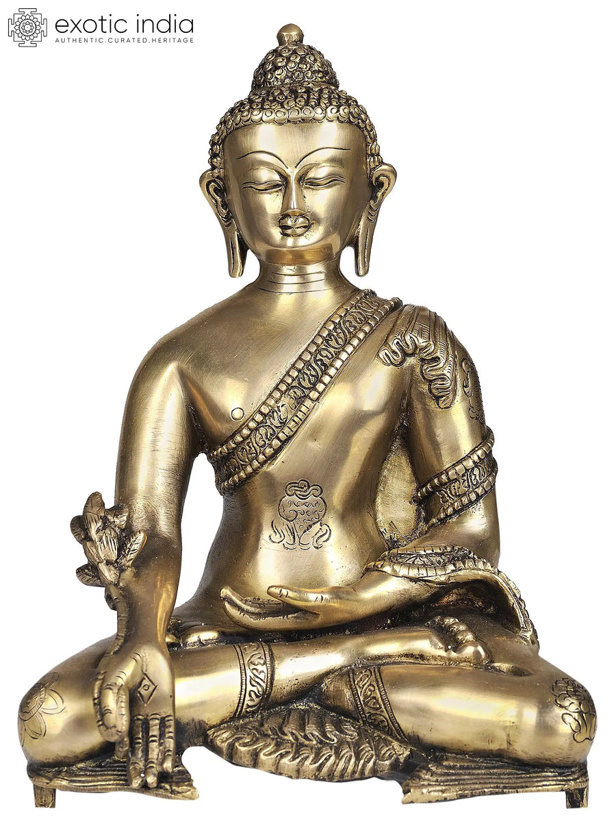 11" Medicine Buddha Tibetan Buddhist Brass Statue Handmade
