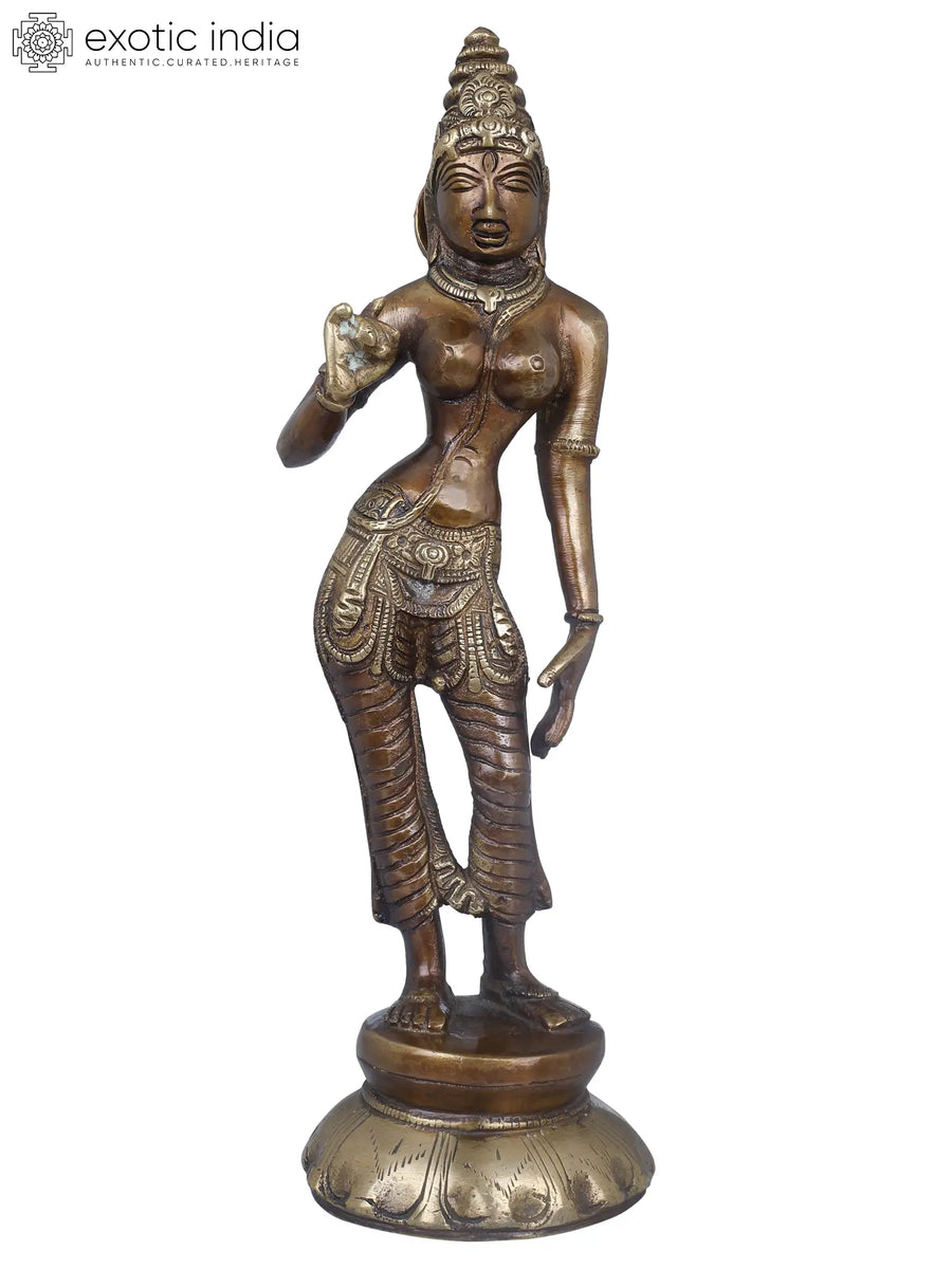 10" Handmade Devi Parvati Brass Idol for Pooja