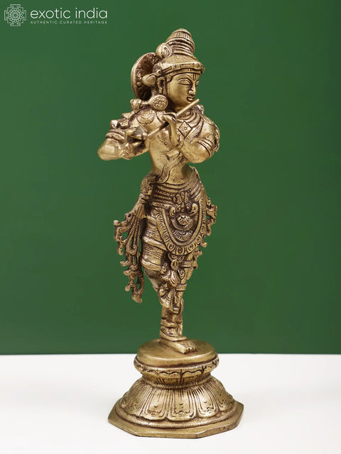 9" Brass Bhagawan Krishna Sculpture