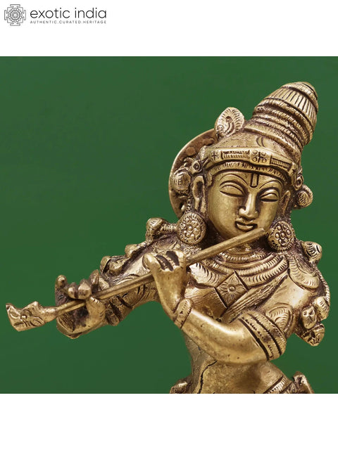 9" Brass Bhagawan Krishna Sculpture