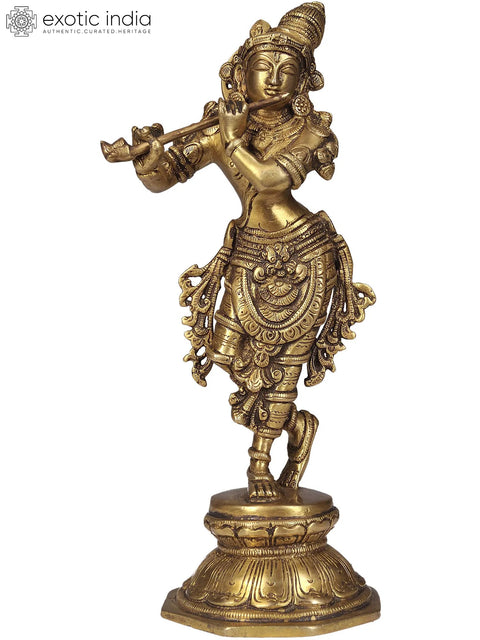 9" Brass Bhagawan Krishna Sculpture