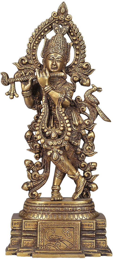 13" Peetambara Lord Krishna in Brass | Handmade | Made in India