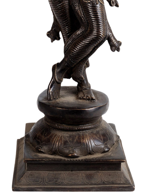 14" Lord Krishna In Brass | Handmade | Made In India
