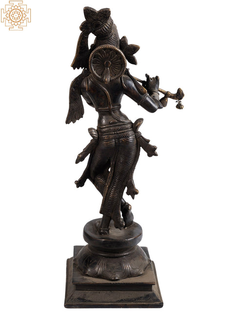 14" Lord Krishna In Brass | Handmade | Made In India