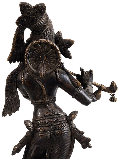 14" Lord Krishna In Brass | Handmade | Made In India