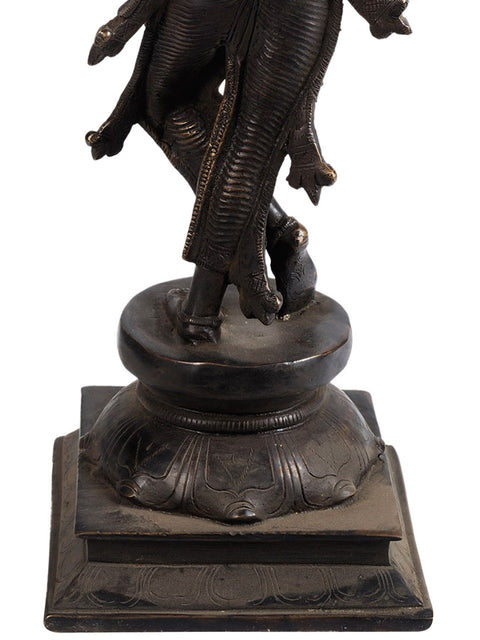 14" Lord Krishna In Brass | Handmade | Made In India