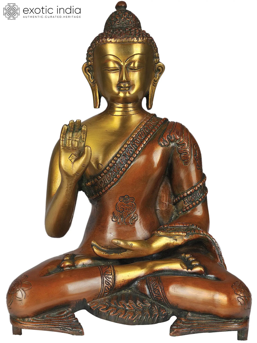 11" Handmade Lord Buddha Abhaya Brass Statue