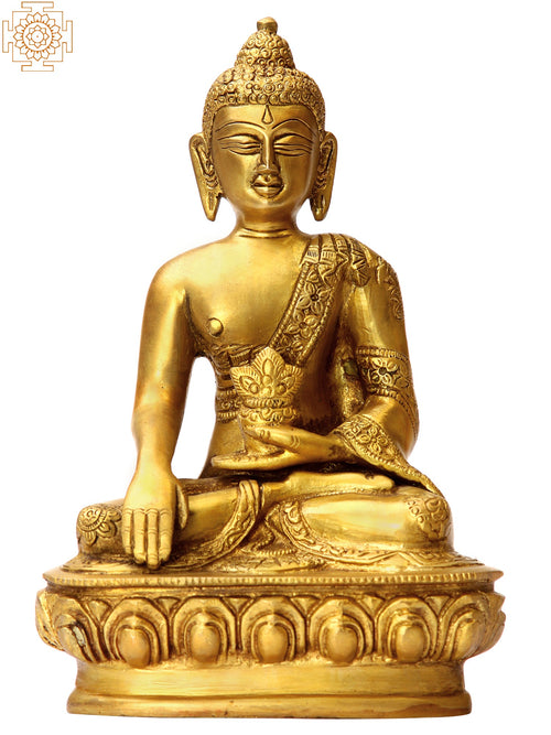 8" Bhumisparsha Buddha Brass Statue Handmade