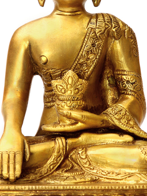 8" Bhumisparsha Buddha Statue in Brass | Handmade