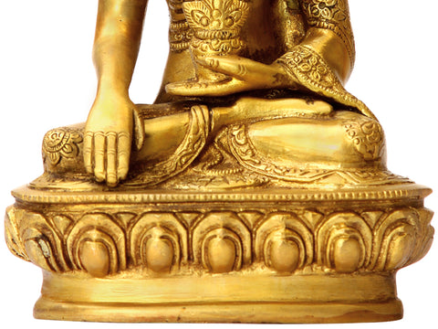 8" Bhumisparsha Buddha Statue in Brass | Handmade
