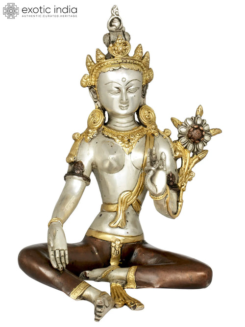 10" Green Tara Tibetan Buddhist Brass Statue Handmade