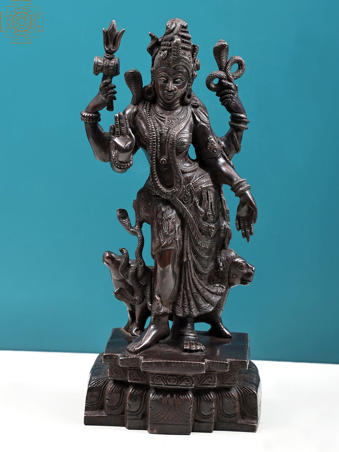 18" Ardhanarishvara Handmade Brass Statue - Shiva Parvati Home Decor