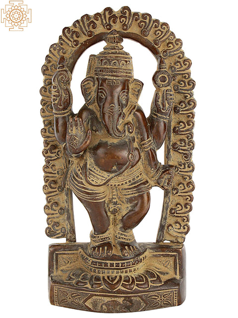 7" Temple Ganesha Brass Statue | Handmade | Made in India