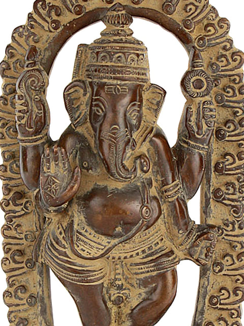 7" Temple Ganesha Brass Statue | Handmade | Made in India