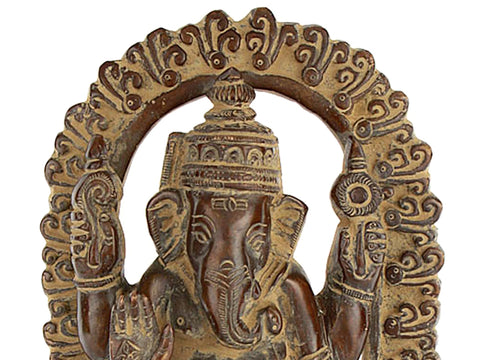 7" Temple Ganesha Brass Statue | Handmade | Made in India