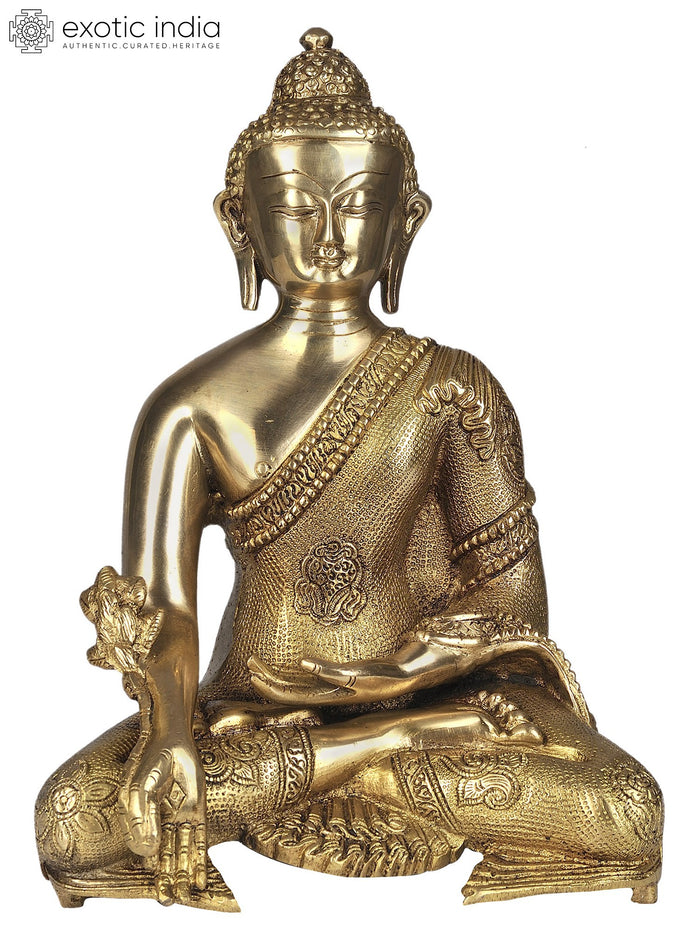 11" Medicine Buddha Brass Statue Handmade