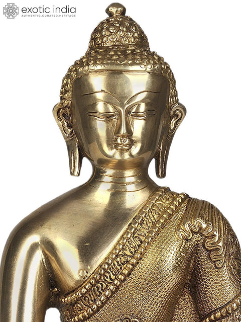 11" (Tibetan Buddhist Deity) The Medicine Buddha In Brass