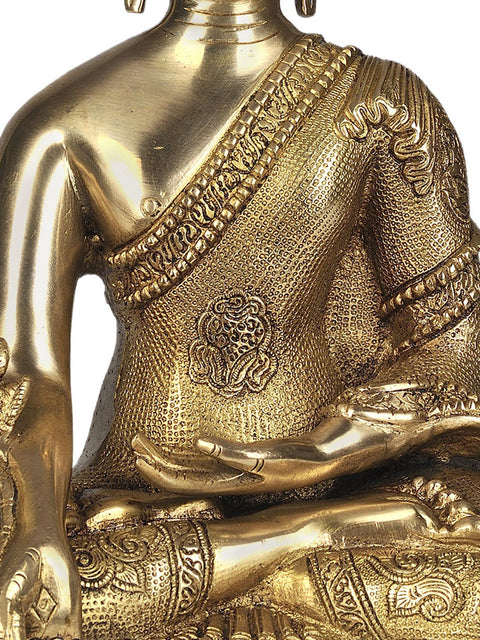 11" (Tibetan Buddhist Deity) The Medicine Buddha In Brass