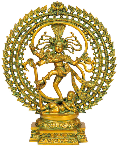 19" Nataraja in Om Brass Statue Handmade