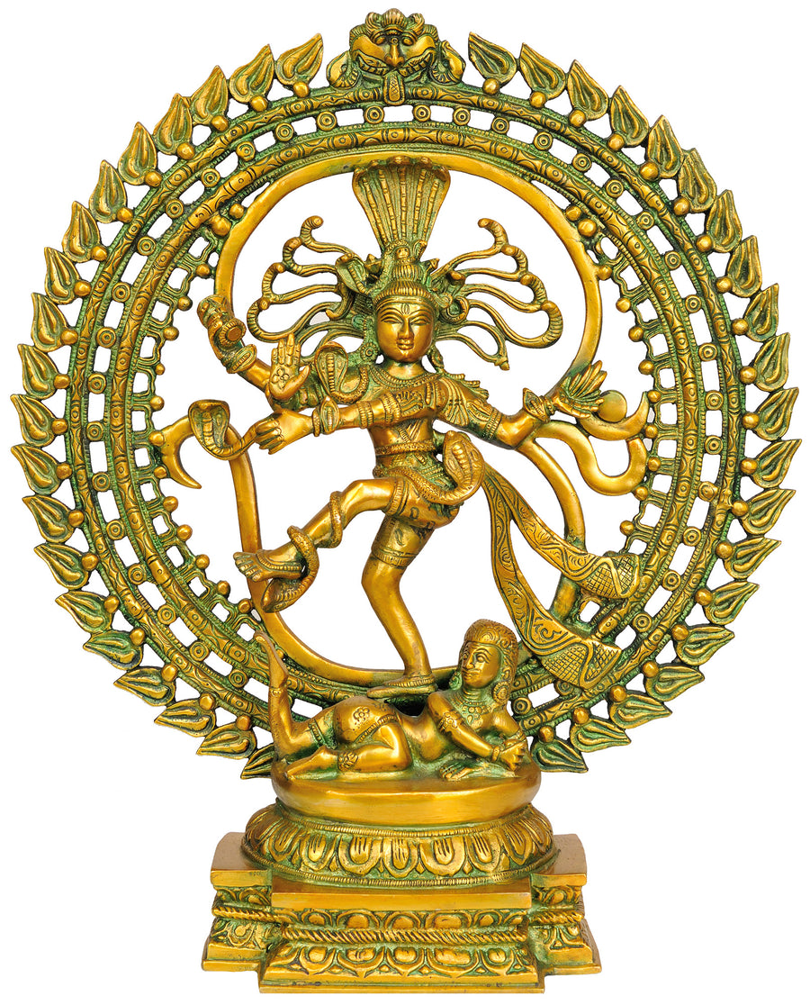 19" Nataraja in Om Brass Statue Handmade