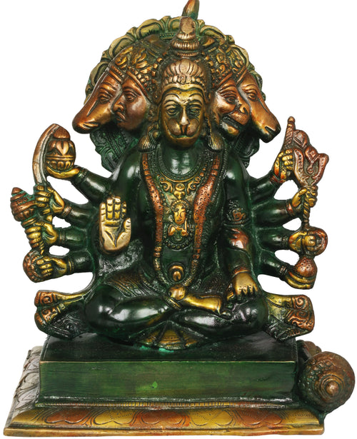 7" Panchamukhi Hanuman Handmade Brass Statue