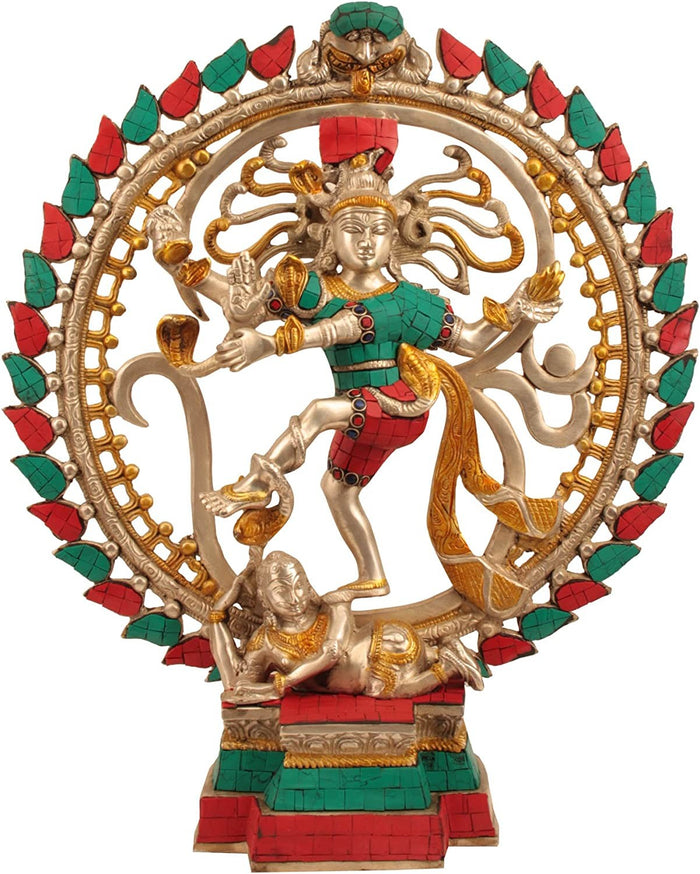 17" Handmade Nataraja Brass Statue with Inlay Work