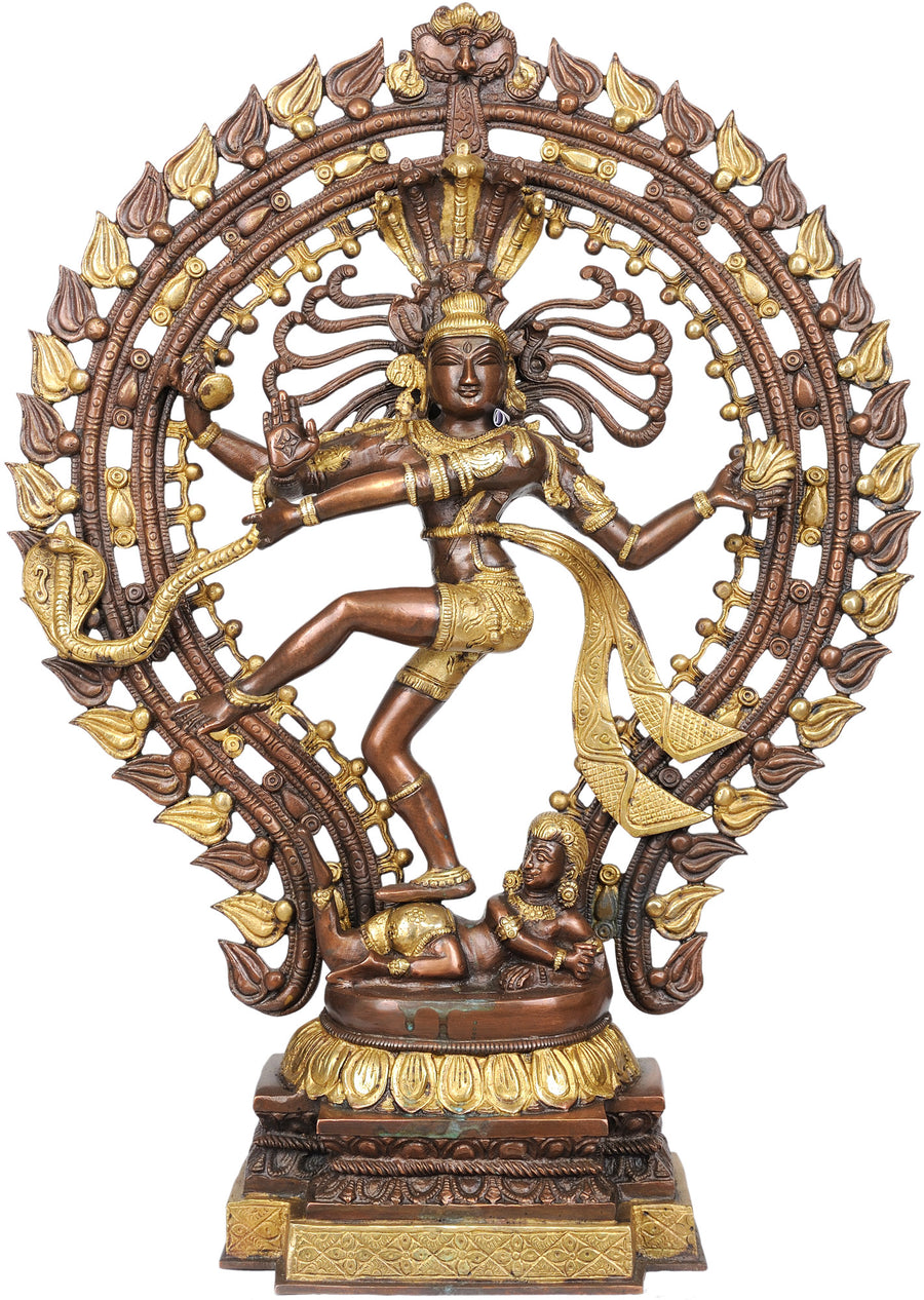 22" Nataraja Handmade Brass Statue with Brown and Golden Finish