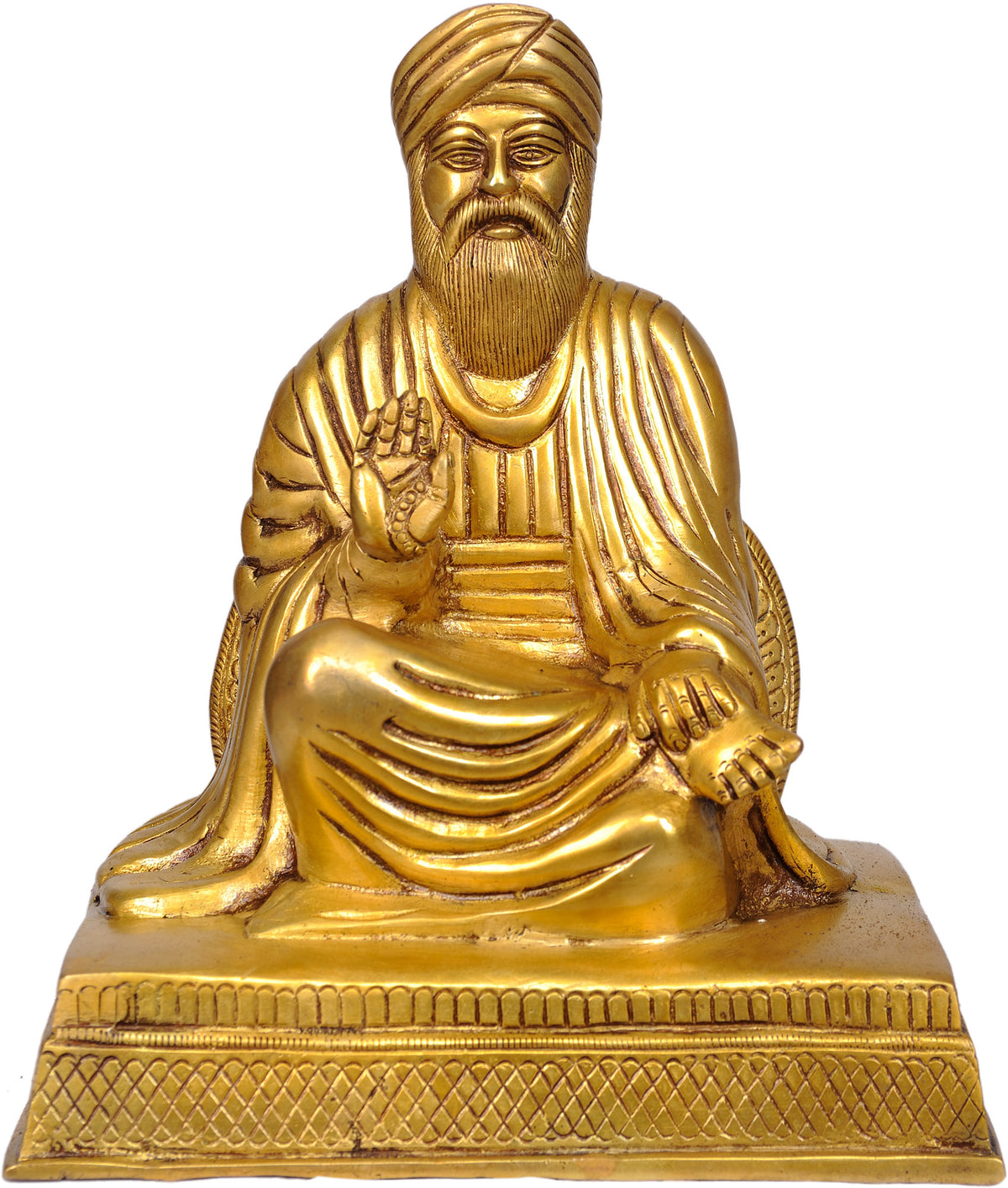 11" Guru Nanak Ji Handmade Brass Statue for Pooja