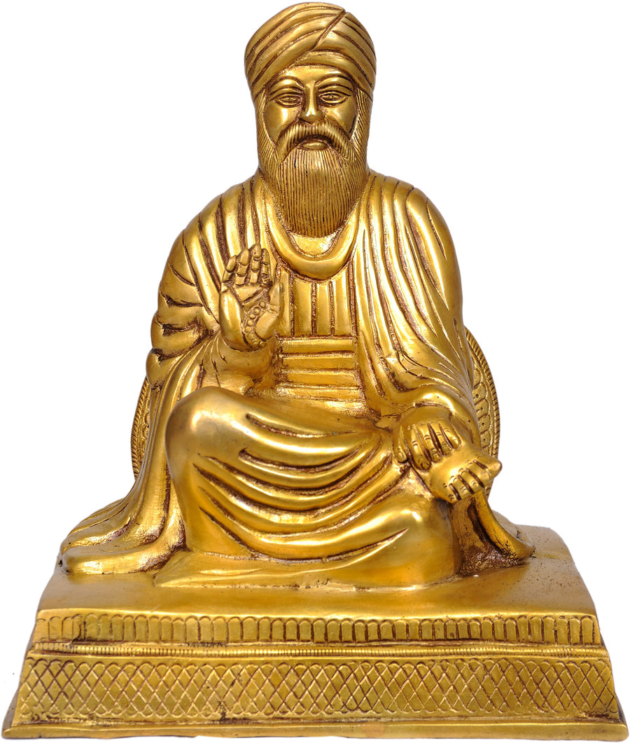 11" Guru Nanak Ji Handmade Brass Statue for Pooja