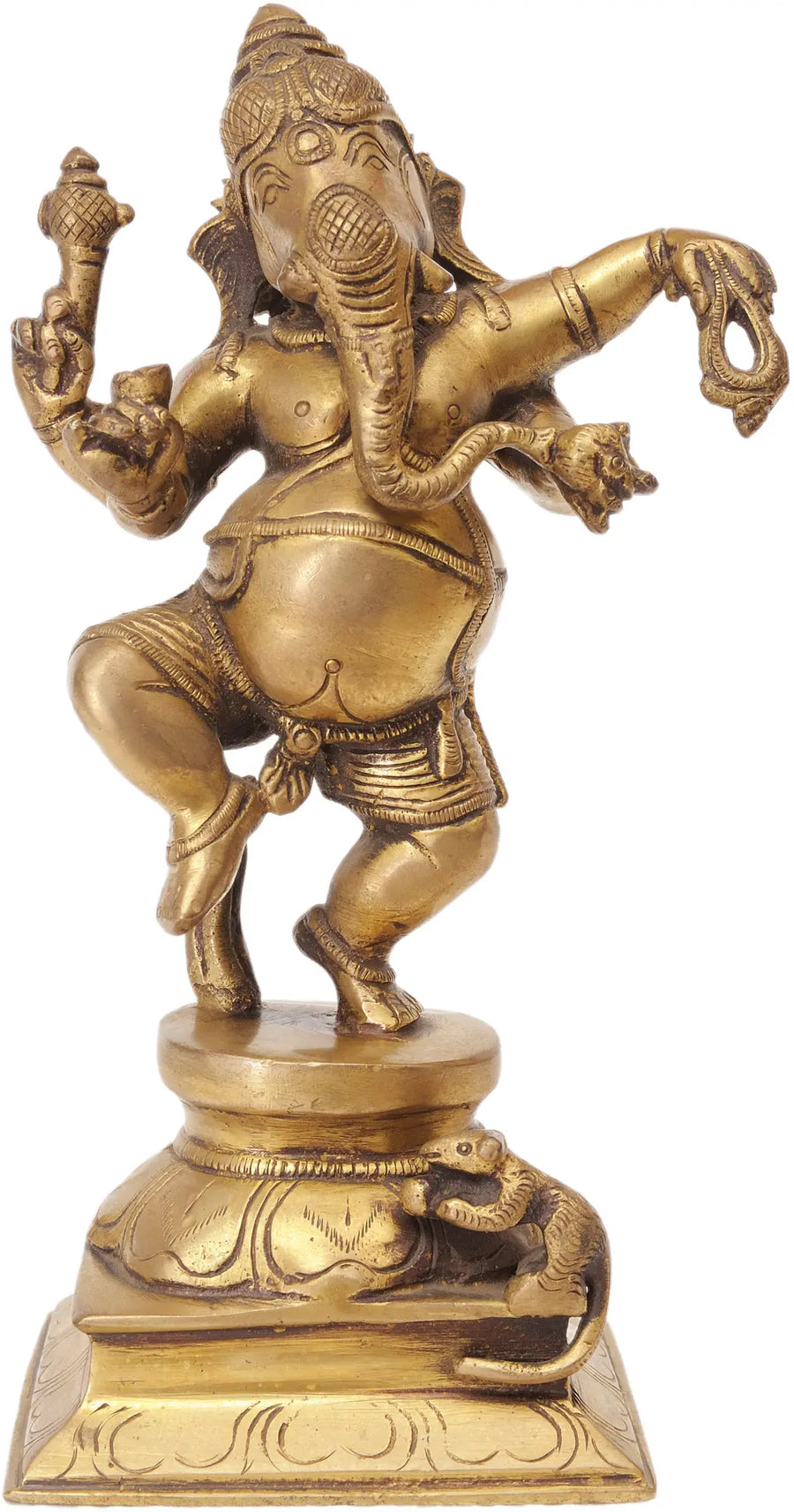 9" Dancing Ganesha Handmade Brass Statue for Home Decor