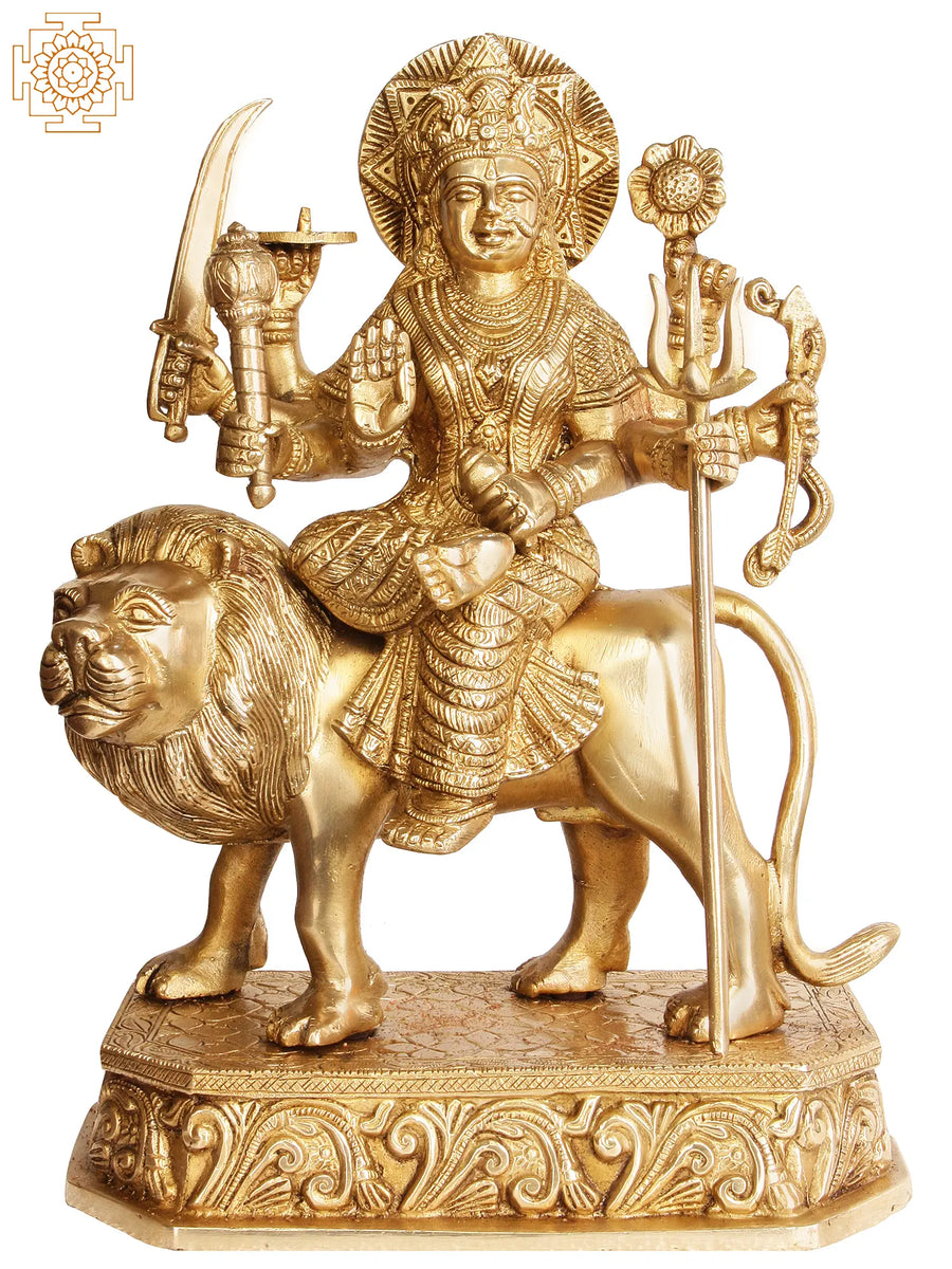 12" Goddess Durga Brass Statue Handmade