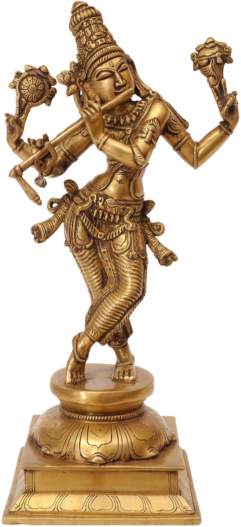 14" Cosmic Form of Lord Krishna | Handmade Brass Statue | Made in India
