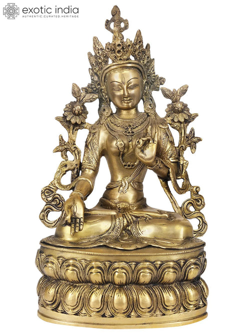 14" White Tara Tibetan Buddhist Brass Statue Handmade
