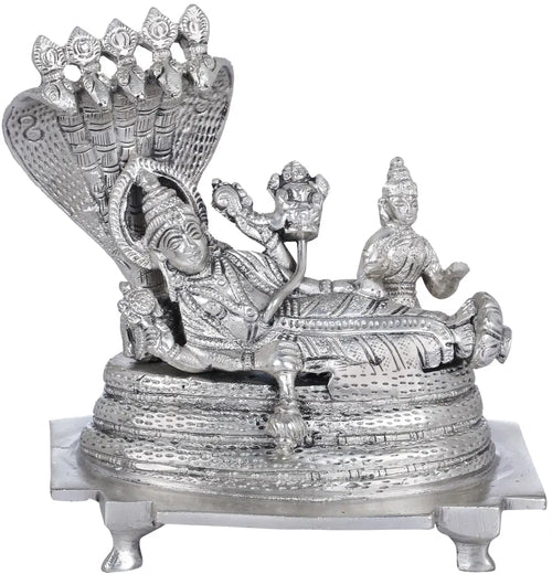 5" Handmade Brass Sheshasayi Vishnu Statue for Pooja