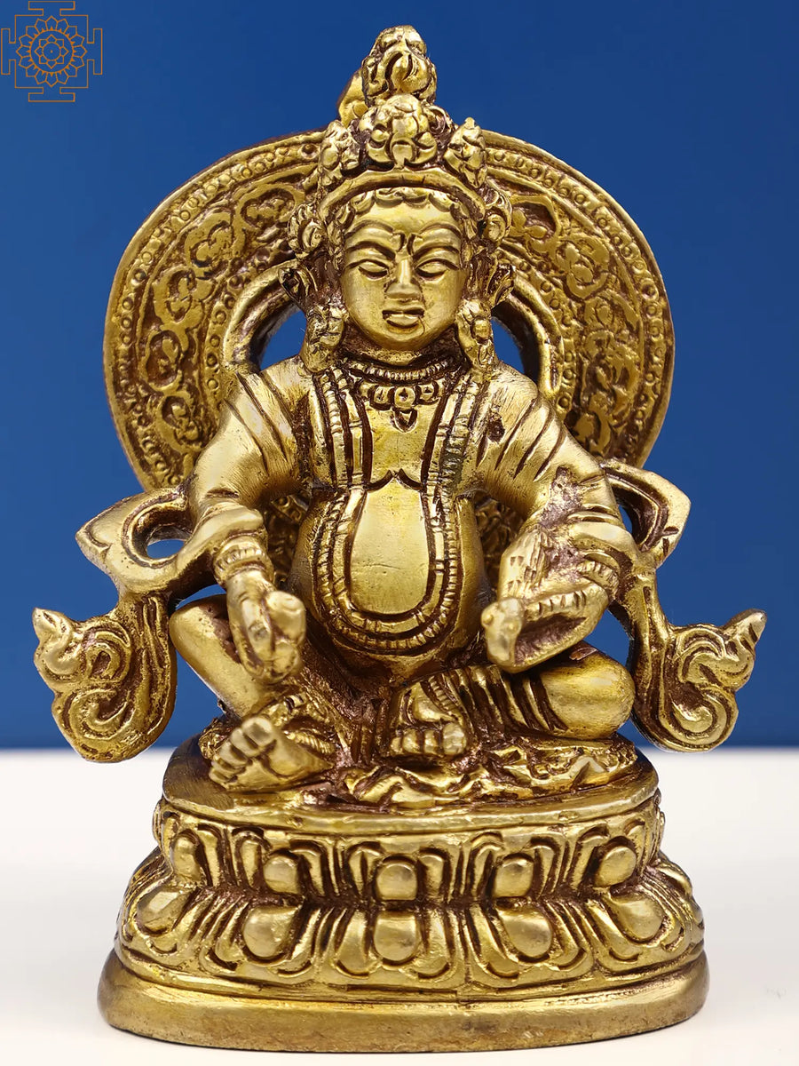 3" Kubera Brass Statue - Tibetan Buddhist Handmade Sculpture