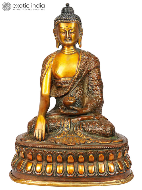 8" Buddha Bhumisparsha Mudra Brass Handmade Statue