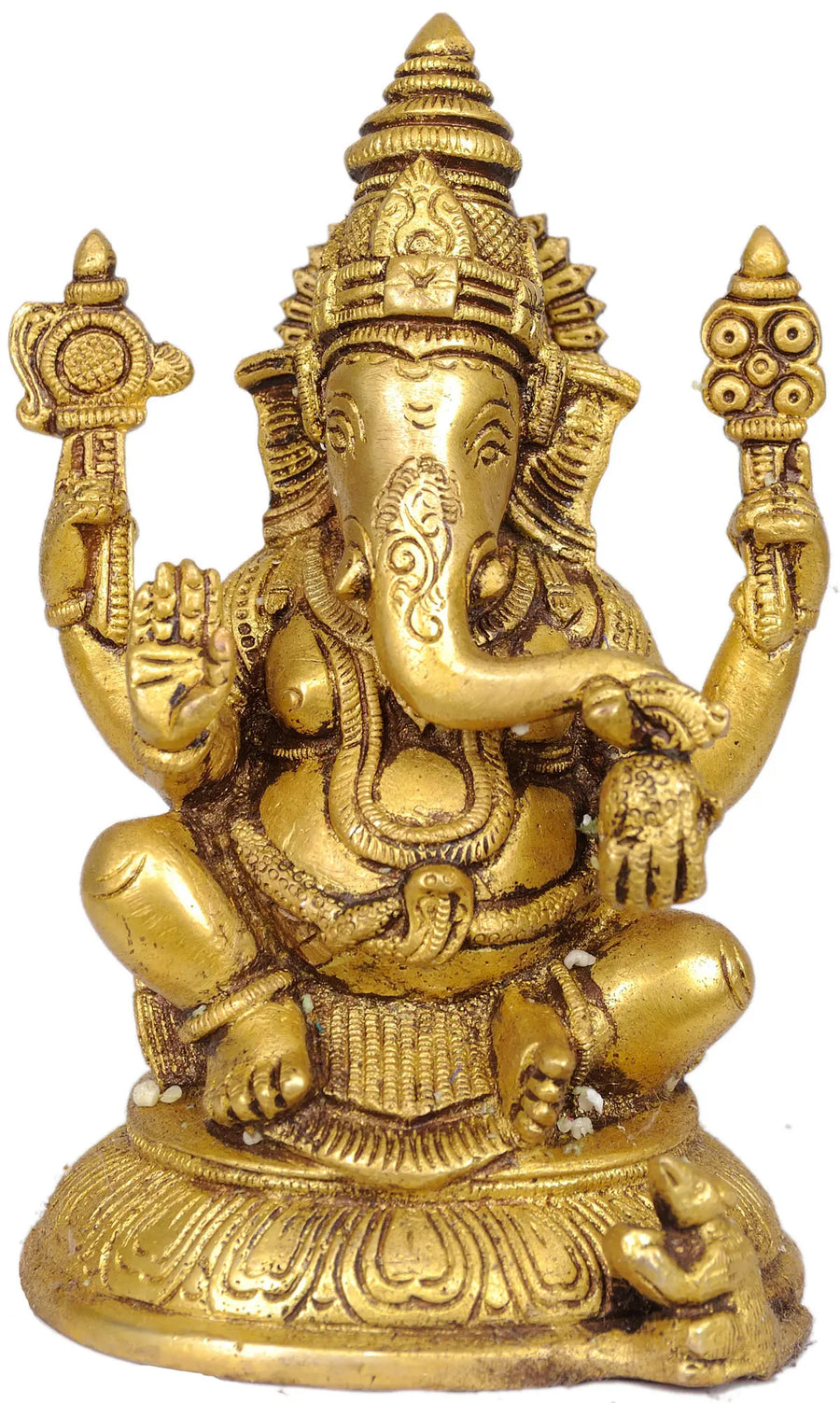 6" Lord Ganesha Handmade Brass Sculpture for Pooja