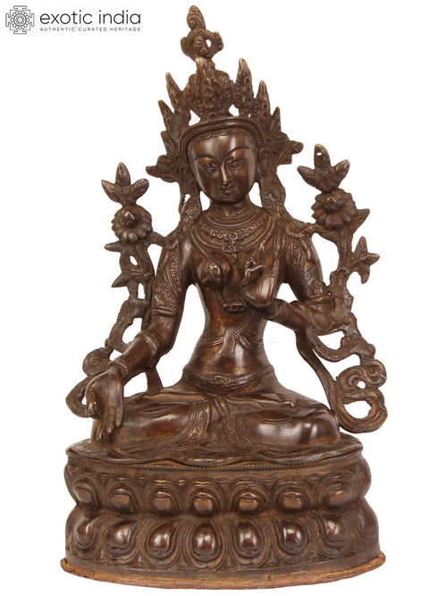 14" White Tara Tibetan Buddhist Goddess Brass Statue Handmade