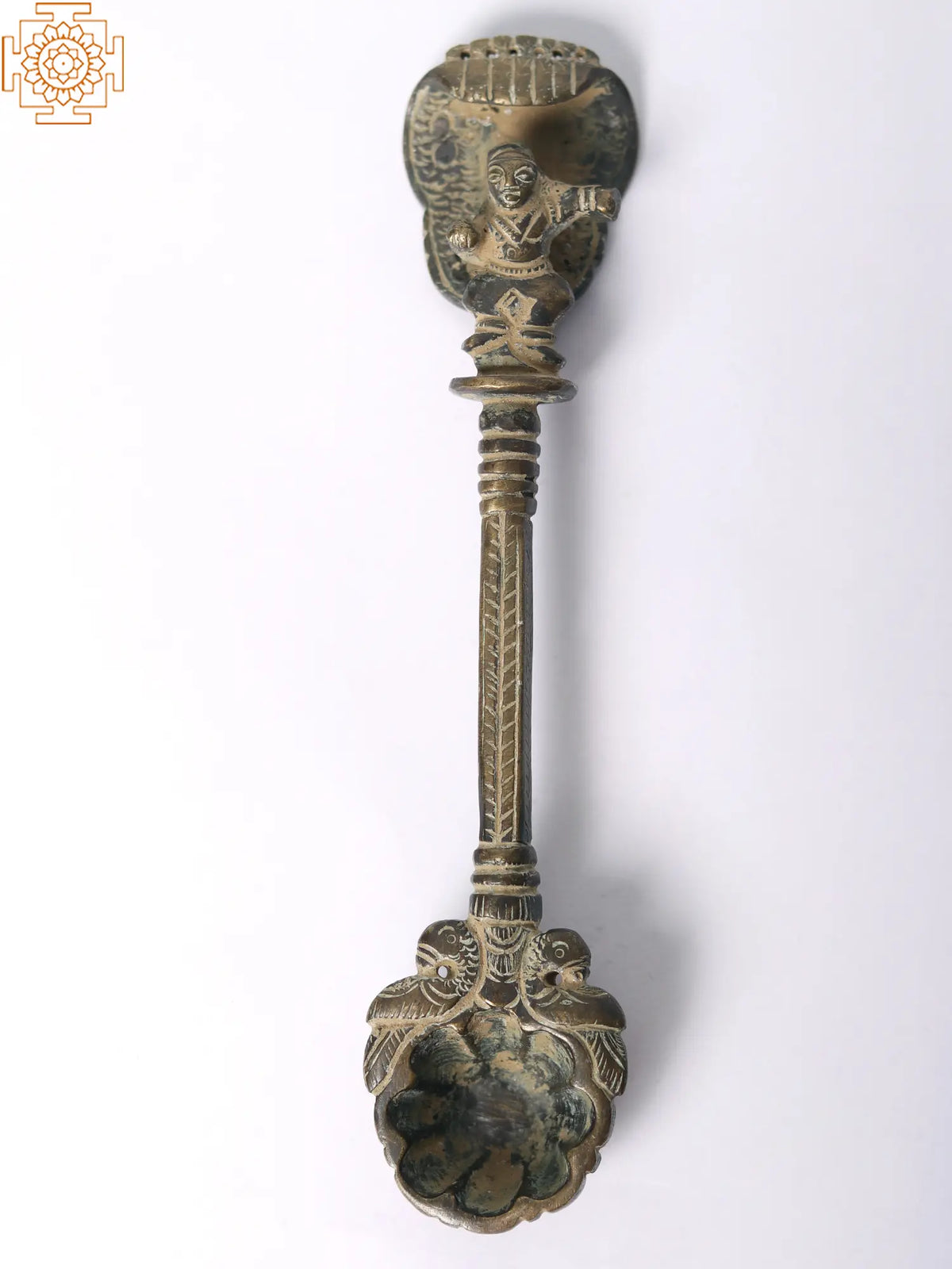 6" Baby Krishna Ritual Spoon with Peacock | Handmade | Made In India