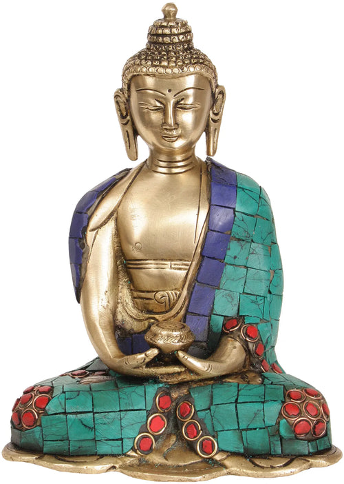 6" Brass Lord Buddha Statue in Dhyana Mudra Handmade