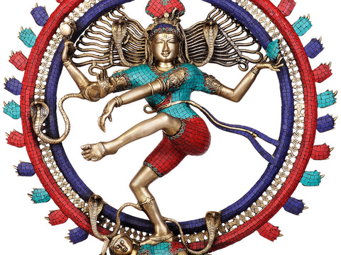 41" Nataraja (Large Statue with Superfine Inlay Work) In Brass | Handmade | Made In India