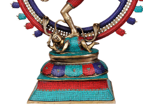 41" Nataraja (Large Statue with Superfine Inlay Work) In Brass | Handmade | Made In India