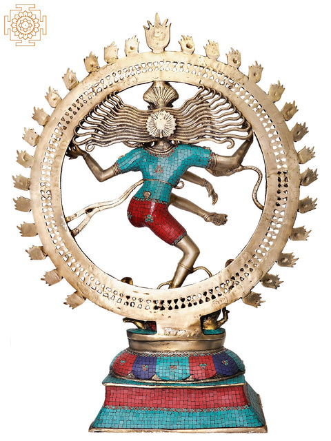 41" Nataraja (Large Statue with Superfine Inlay Work) In Brass | Handmade | Made In India