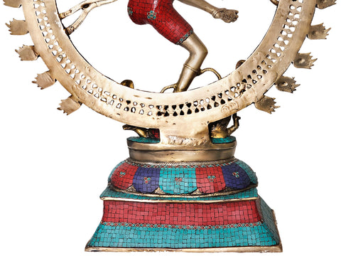 41" Nataraja (Large Statue with Superfine Inlay Work) In Brass | Handmade | Made In India